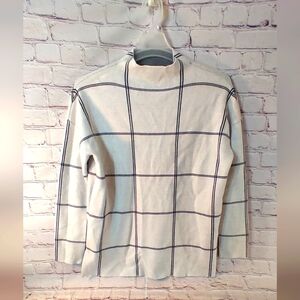 Tahari Moc Long Line Window Pane Sweater XL